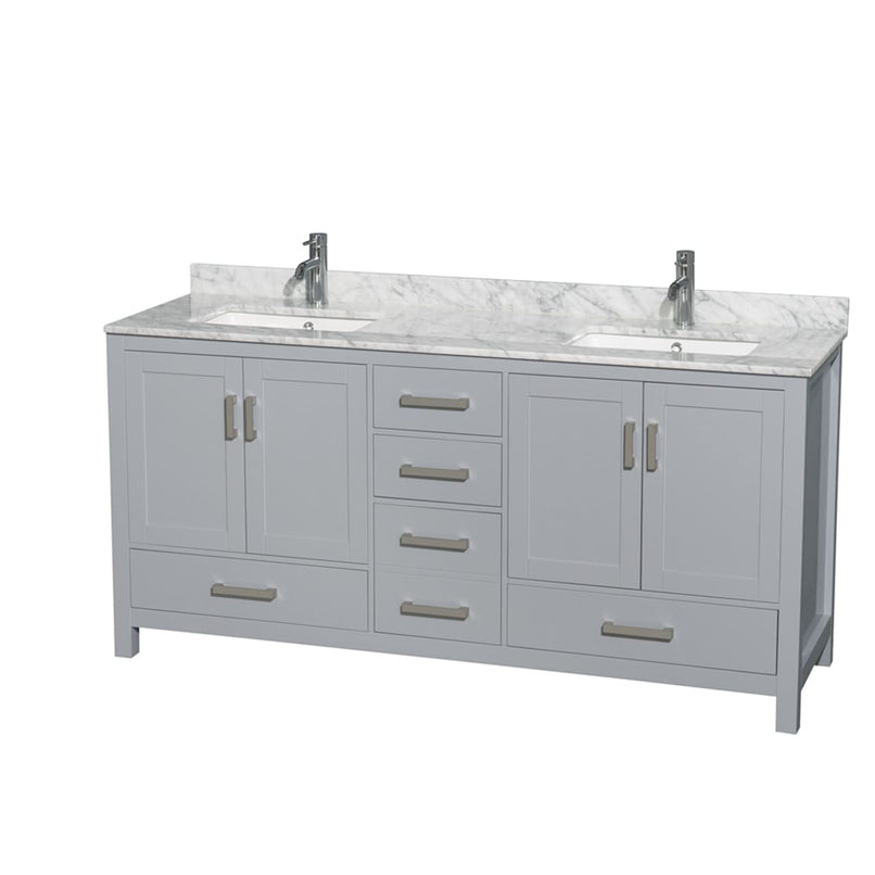 Sheffield 72" Free Standing Double Basin Vanity Set with Cabinet and Marble Vanity Top - image 1
