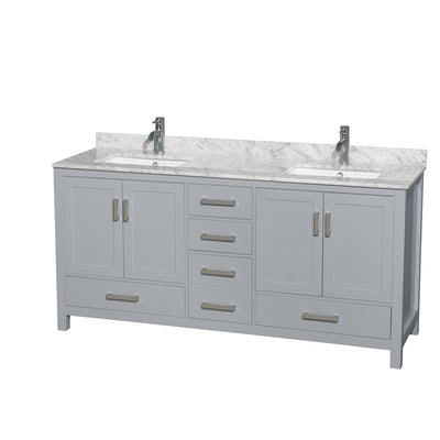Sheffield 72" Free Standing Double Basin Vanity Set with Cabinet and Marble Vanity Top - image 1