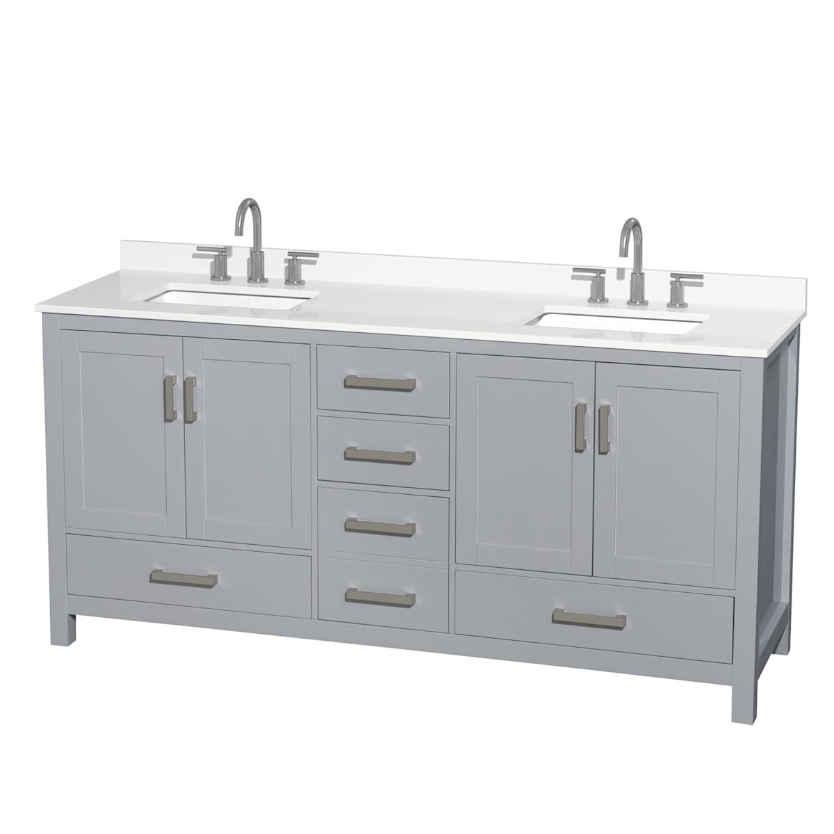 Sheffield 72" Free Standing Double Basin Vanity Set with Cabinet and Quartz Vanity Top - image 1