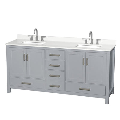 Sheffield 72" Free Standing Double Basin Vanity Set with Cabinet and Quartz Vanity Top - image 1