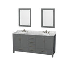 Sheffield 72" Free Standing Double Basin Vanity Set with Hardwood Cabinet, Marble Vanity Top, Framed Mirrors, and Undermount Oval Sinks - image 1