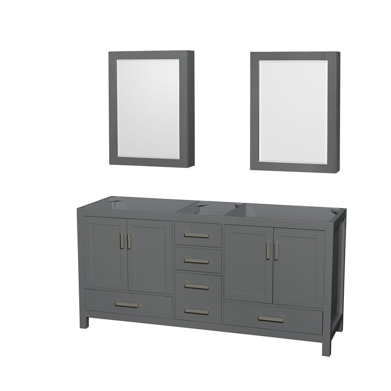 Sheffield 71" Double Free Standing Vanity Cabinet - Less Vanity Top - image 1