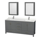 Sheffield 72" Free Standing Double Basin Vanity Set with Cabinet, Quartz Vanity Top, and Medicine Cabinet - image 1