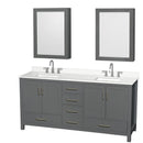 Sheffield 72" Free Standing Double Basin Vanity Set with Cabinet, Quartz Vanity Top, and Medicine Cabinet - image 1