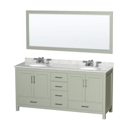 Sheffield 72" Free Standing Double Basin Vanity Set with Cabinet, Marble Vanity Top, and Framed Mirror - image 1