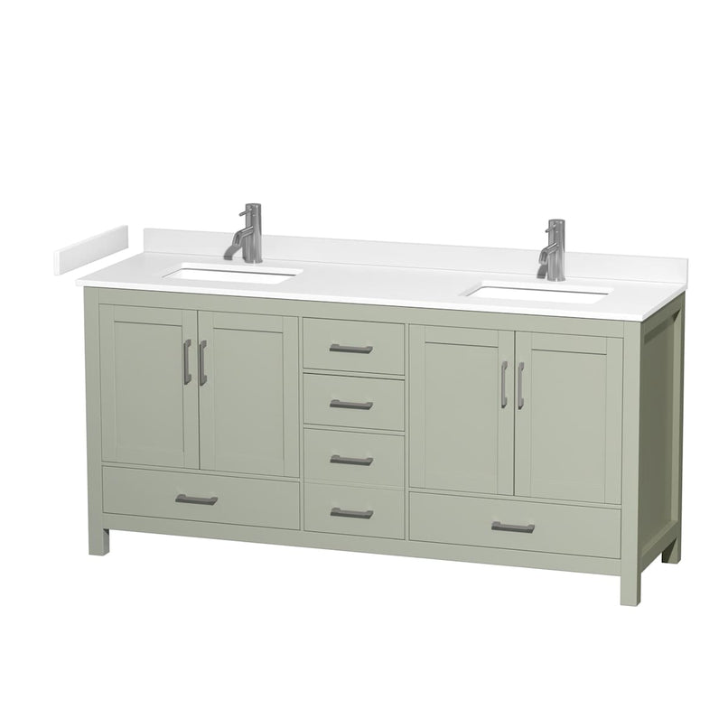 Sheffield 72" Free Standing Double Basin Vanity Set with Cabinet and Cultured Marble Vanity Top - image 1
