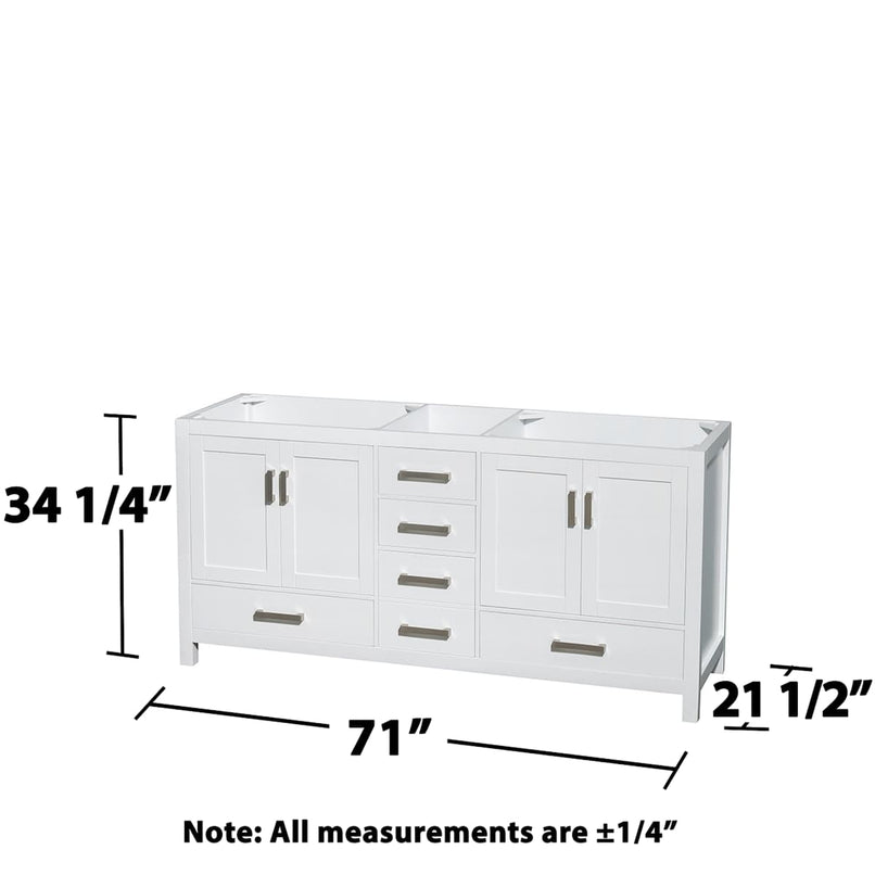 Sheffield 71" Double Free Standing Vanity Cabinet - Less Vanity Top - image 3