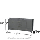 Sheffield 71" Double Free Standing Vanity Cabinet Only - Less Vanity Top - image 2