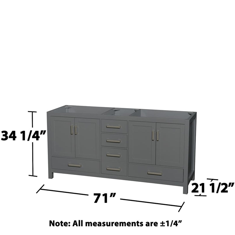 Sheffield 71" Double Free Standing Vanity Cabinet Only - Less Vanity Top - image 2