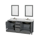 Sheffield 72" Free Standing Double Basin Vanity Set with Hardwood Cabinet, Marble Vanity Top, Framed Mirrors, and Undermount Oval Sinks - image 6