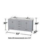 Sheffield 72" Free Standing Double Basin Vanity Set with Cabinet, Marble Vanity Top, and Framed Mirror - image 4