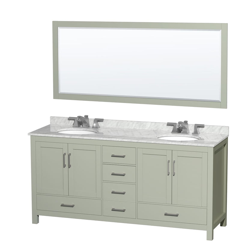 Sheffield 72" Free Standing Double Basin Vanity Set with Cabinet, Marble Vanity Top, and Framed Mirror - image 17