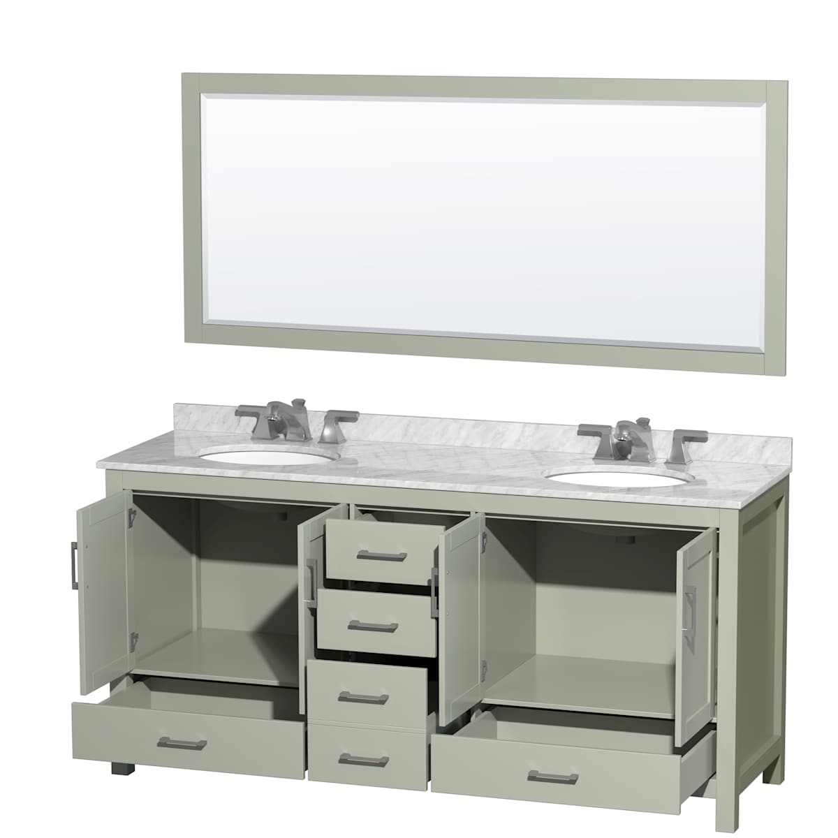Sheffield 72" Free Standing Double Basin Vanity Set with Cabinet, Marble Vanity Top, and Framed Mirror - image 18