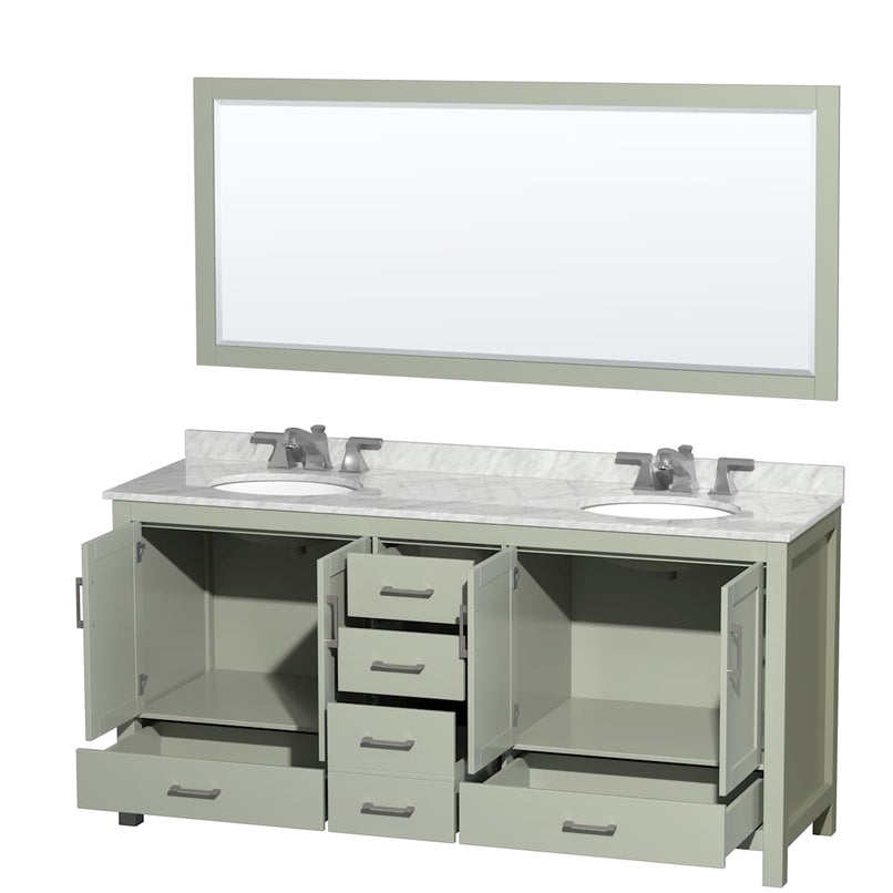 Sheffield 72" Free Standing Double Basin Vanity Set with Cabinet, Marble Vanity Top, and Framed Mirror - image 18