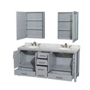 Sheffield 72" Free Standing Double Basin Vanity Set with Cabinet, Marble Vanity Top, and Medicine Cabinets - image 2
