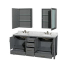 Sheffield 72" Free Standing Double Basin Vanity Set with Cabinet, Marble Vanity Top, and Medicine Cabinets - image 5