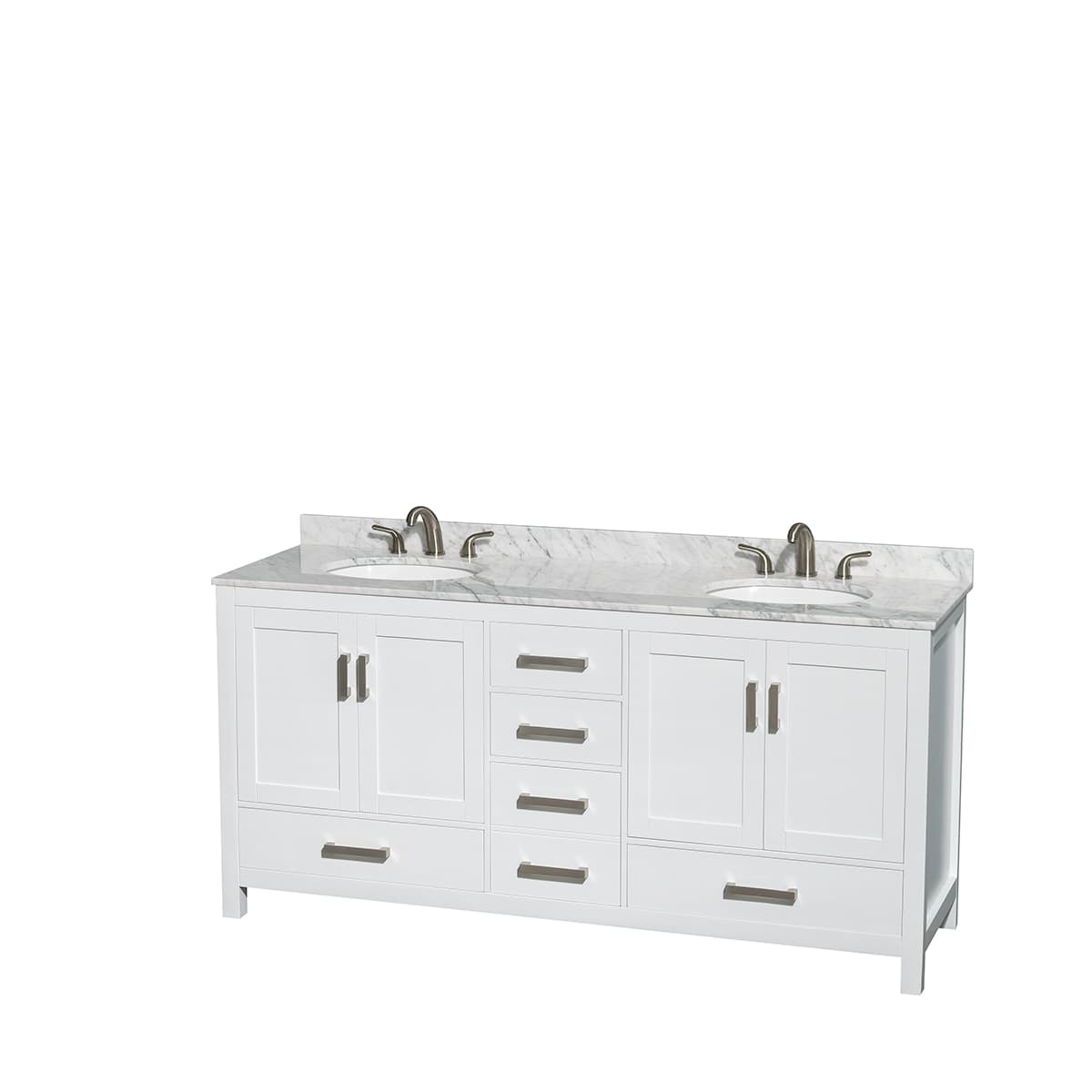 Sheffield 72" Free Standing Double Basin Vanity Set with Cabinet, Marble Vanity Top, and Medicine Cabinets