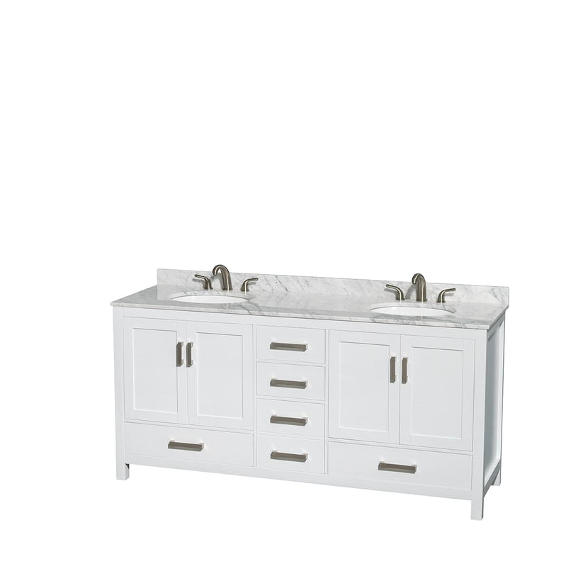Sheffield 72" Free Standing Double Basin Vanity Set with Cabinet, Marble Vanity Top, and Medicine Cabinets - image 9