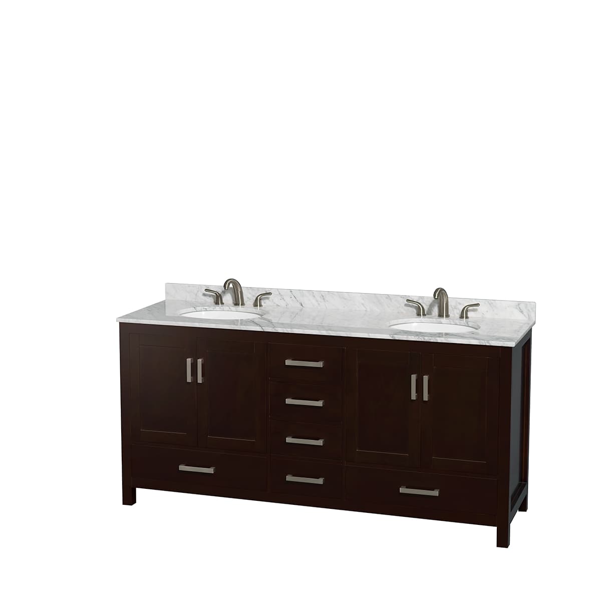 Sheffield 72" Free Standing Double Basin Vanity Set with Cabinet, Marble Vanity Top, and Medicine Cabinets