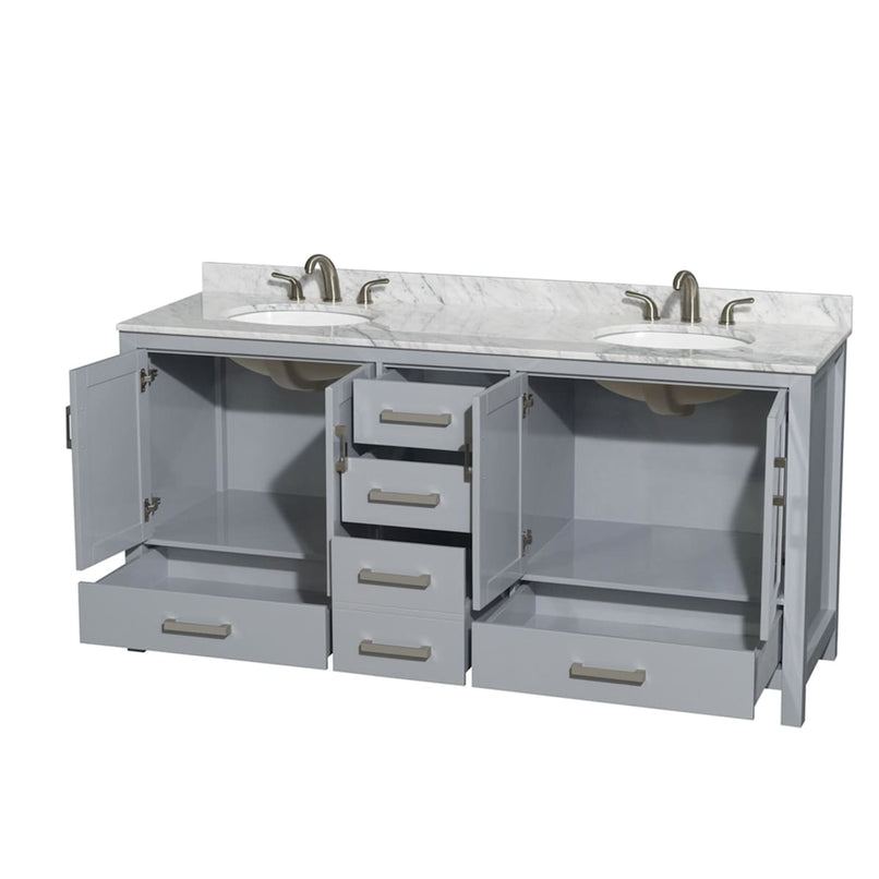 Sheffield 72" Free Standing Double Basin Vanity Set with Cabinet and Marble Vanity Top - image 2