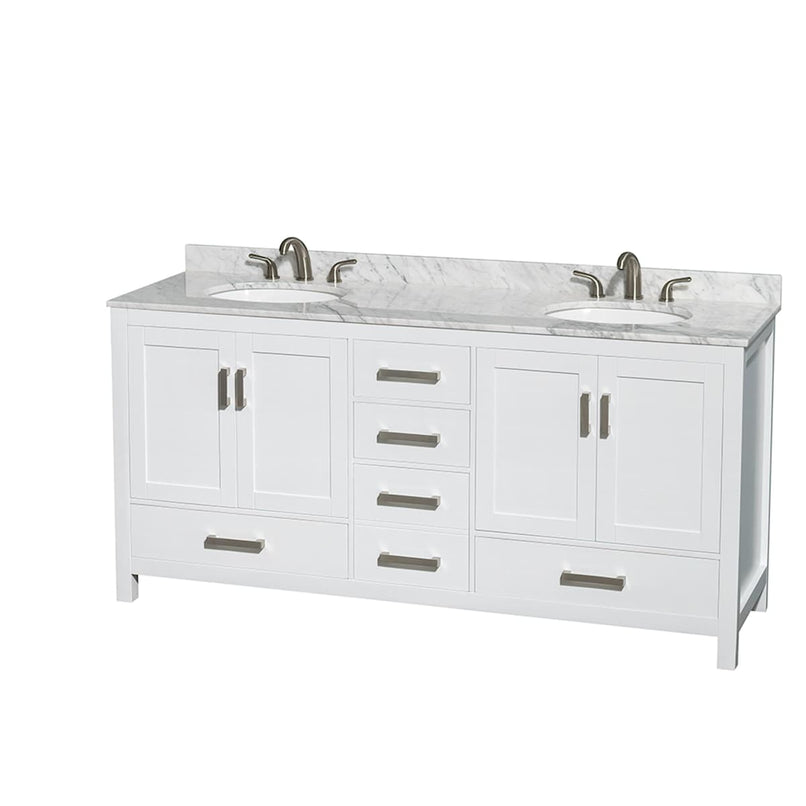 Sheffield 72" Free Standing Double Basin Vanity Set with Cabinet and Marble Vanity Top - image 7