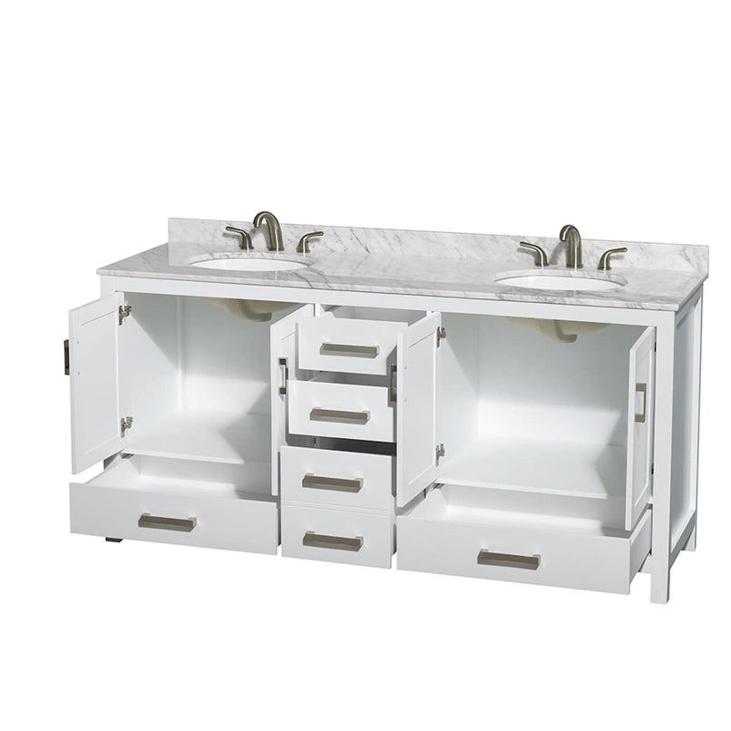 Sheffield 72" Free Standing Double Basin Vanity Set with Cabinet and Marble Vanity Top - image 8