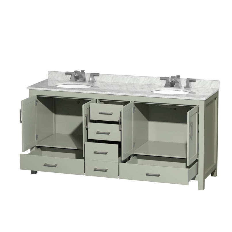 Sheffield 72" Free Standing Double Basin Vanity Set with Cabinet and Marble Vanity Top - image 14