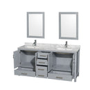 Sheffield 72" Freestanding Vanity Set with Hardwood Cabinet, Marble Vanity Top, Two Mirrors, and Two Undermount Rectangular Sinks - Less Faucet(s) - image 2