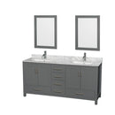 Sheffield 72" Freestanding Vanity Set with Hardwood Cabinet, Marble Vanity Top, Two Mirrors, and Two Undermount Rectangular Sinks - Less Faucet(s) - image 6