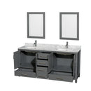 Sheffield 72" Freestanding Vanity Set with Hardwood Cabinet, Marble Vanity Top, Two Mirrors, and Two Undermount Rectangular Sinks - Less Faucet(s) - image 7