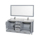 Sheffield 72" Free Standing Double Basin Vanity Set with Cabinet, Marble Vanity Top, and Framed Mirror - image 2