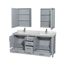 Sheffield 72" Free Standing Double Basin Vanity Set with Cabinet, Marble Vanity Top, and Medicine Cabinets - image 2
