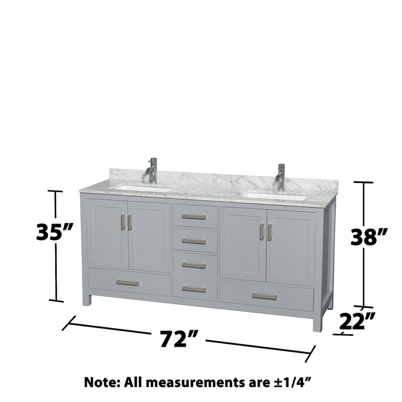 Sheffield 72" Free Standing Double Basin Vanity Set with Cabinet, Marble Vanity Top, and Medicine Cabinets - image 4