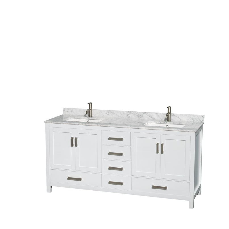 Sheffield 72" Free Standing Double Basin Vanity Set with Cabinet, Marble Vanity Top, and Medicine Cabinets - image 12