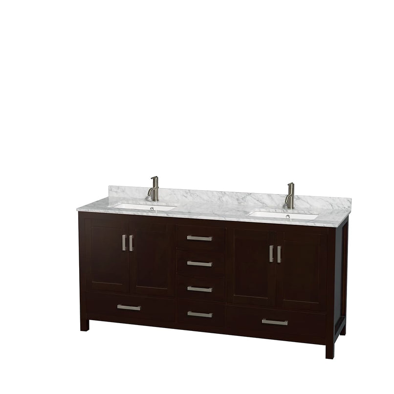 Sheffield 72" Free Standing Double Basin Vanity Set with Cabinet, Marble Vanity Top, and Medicine Cabinets - image 16