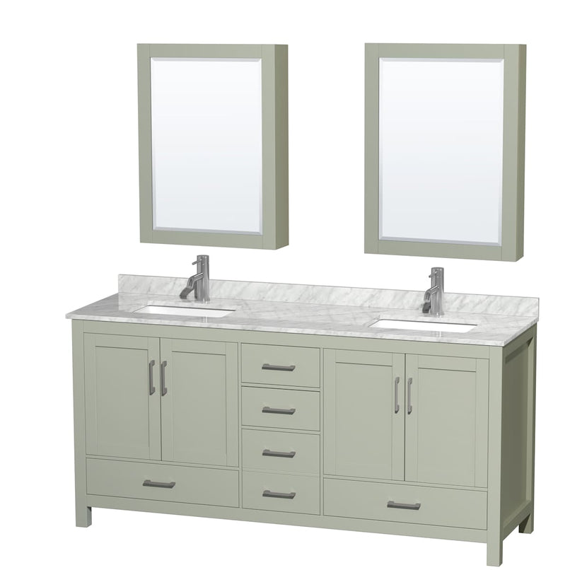 Sheffield 72" Free Standing Double Basin Vanity Set with Cabinet, Marble Vanity Top, and Medicine Cabinets - image 18