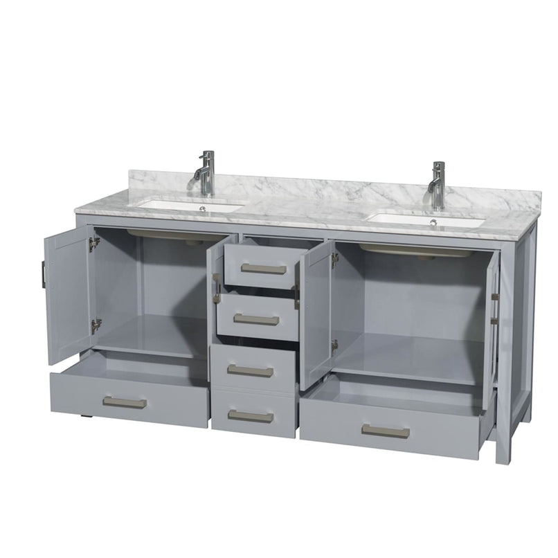 Sheffield 72" Free Standing Double Basin Vanity Set with Cabinet and Marble Vanity Top - image 2