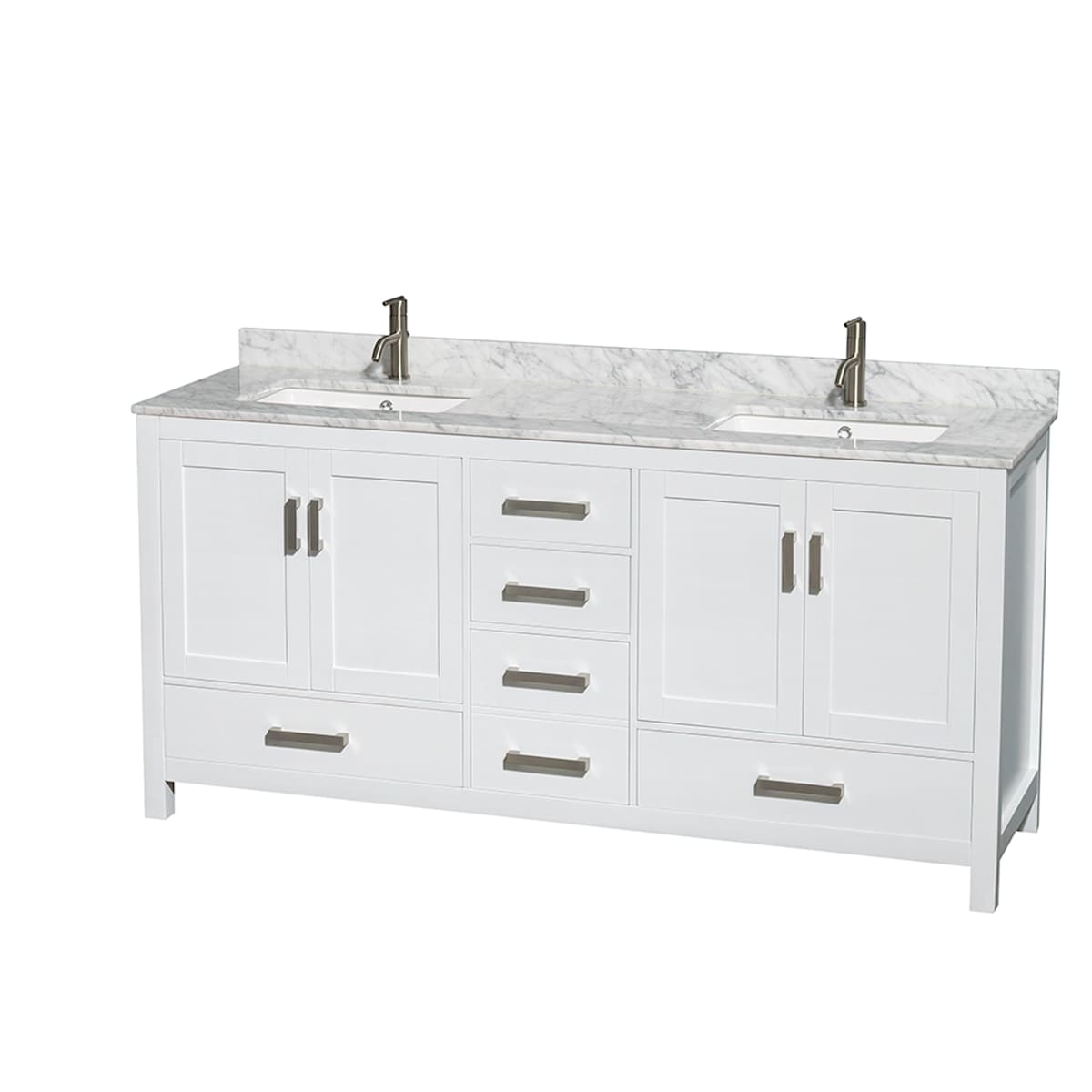 Sheffield 72" Free Standing Double Basin Vanity Set with Cabinet and Marble Vanity Top