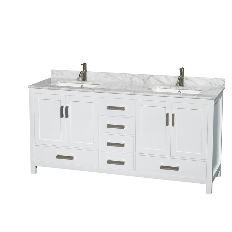 Sheffield 72" Free Standing Double Basin Vanity Set with Cabinet and Marble Vanity Top - image 7