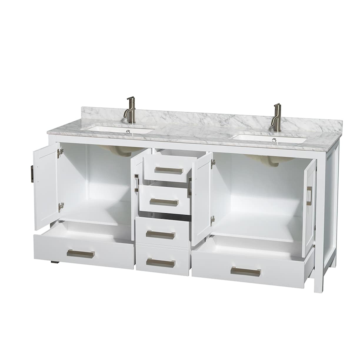 Sheffield 72" Free Standing Double Basin Vanity Set with Cabinet and Marble Vanity Top