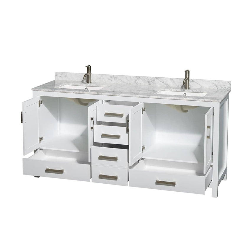 Sheffield 72" Free Standing Double Basin Vanity Set with Cabinet and Marble Vanity Top - image 8