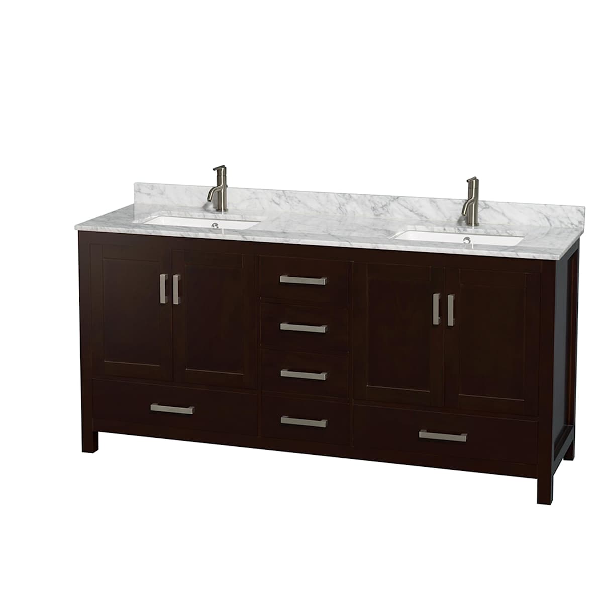 Sheffield 72" Free Standing Double Basin Vanity Set with Cabinet and Marble Vanity Top