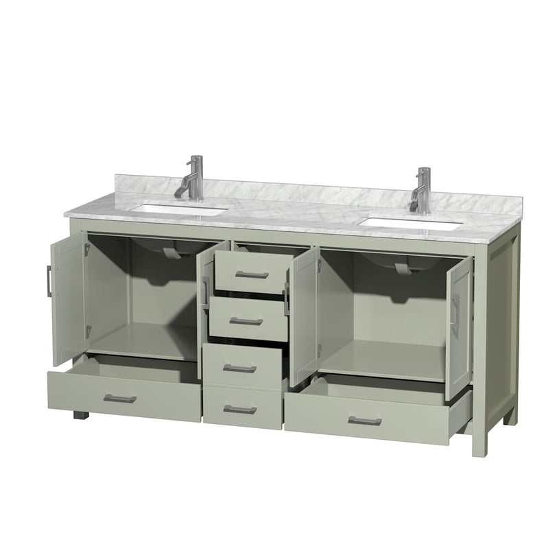 Sheffield 72" Free Standing Double Basin Vanity Set with Cabinet and Marble Vanity Top - image 14