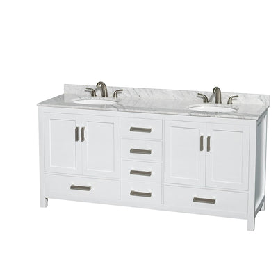 Sheffield 72" Free Standing Double Basin Vanity Set with Cabinet and Marble Vanity Top - image 1