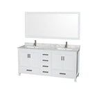 Sheffield 72" Free Standing Double Basin Vanity Set with Cabinet, Marble Vanity Top, and Framed Mirror - image 1