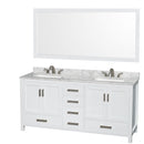 Sheffield 72" Free Standing Double Basin Vanity Set with Wood Cabinet, Marble Vanity Top, and Framed Mirror - image 1