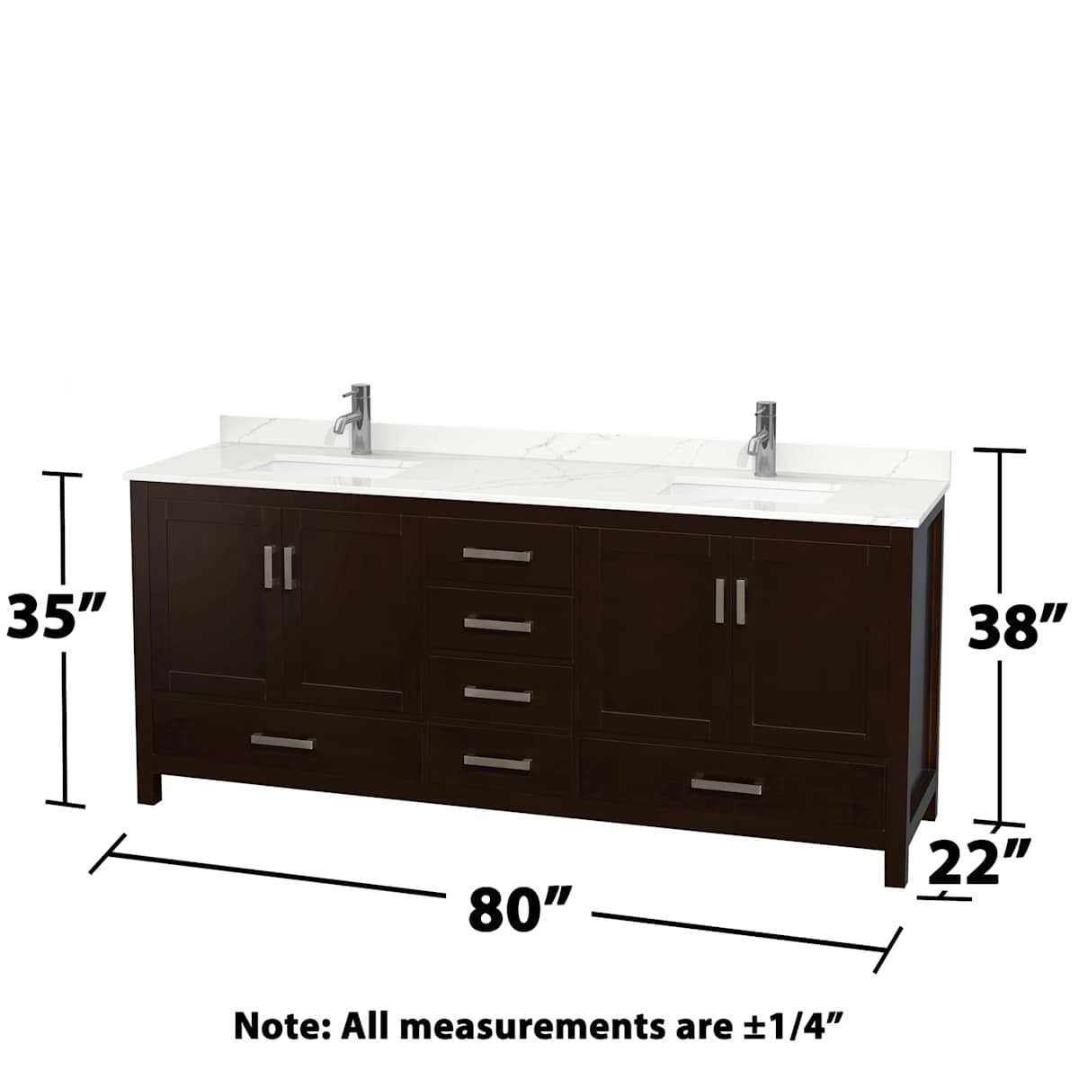 Sheffield 80" Free Standing Double Basin Vanity Set with Cabinet, Quartz Vanity Top, and Framed Mirror - image 6