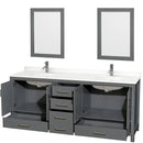 Sheffield 80" Free Standing Double Basin Vanity Set with Cabinet, Quartz Vanity Top, and Framed Mirror - image 13