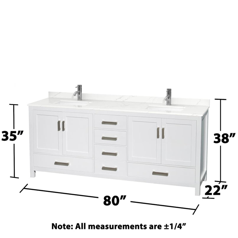 Sheffield 80" Free Standing Double Basin Vanity Set with Cabinet, Quartz Vanity Top, and Framed Mirror - image 18