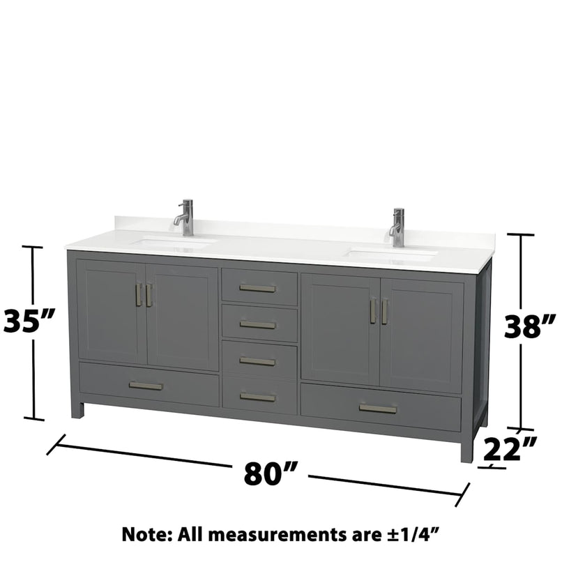Sheffield 80" Free Standing Double Basin Vanity Set with Cabinet, Quartz Vanity Top, and Framed Mirror - image 19